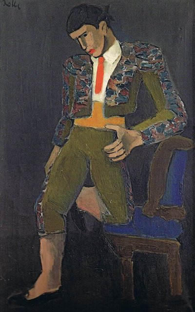 Torero, met een knie steunend op een stoel door Helmut Kolle